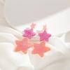 Dopamina usar chica aretes largos exagerados estrellas rosas diseño dulce plato de incienso repelente de mosquitos con clip para oreja sin perforar