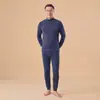 2601 Estilo Algodón Puro 100% Unisex Conjunto de Cuello Alto y Bajo 32 Hilo Alto Térmico Absorbente de Sudor Capa Base