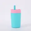 Copo Térmico Infantil de Alta Qualidade Amazon Transfronteiriço 12oz Mini Copo com Canudo Fofo Compacto para Estudante Atacado