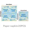 Nuevo Tema de Feliz Cumpleaños Fiesta de Cumpleaños Vajilla Infantil Set Platos de Papel Vasos Servilletas Tenedores Azul Regalo Pastel
