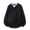Suéter de punto informal con cuello redondo, dos piezas a color block para hombre, estilo transfronterizo otoño e invierno, una prenda interior de punto holgada y moderna para hombres jóvenes