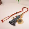 Nova Bolsa de Mantra de Seis Caracteres Pintada à Mão Estilo Chinês Pendente de Parede Retro Xizang-Estilo Tricô à Mão Nicho Tendência Nacional Pingente