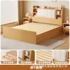 Cama infantil de madera maciza con estantería, cama plataforma tatami integrada para apartamentos pequeños, cama con almacenamiento, cama individual de 1.5 m para niños y niñas