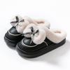 Lindas Pantuflas de Algodón Impermeables con Lazo para Mujer en Otoño e Invierno Pantuflas Peludas para Parejas Pantuflas de Algodón Cálidas con Forro de Felpa y Suela Engrosada