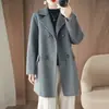 Nuevo Estilo Otoño e Invierno 2026 Abrigo de Doble Cara 100% Lana Pura para Mujer, de Longitud Media, Estilo Coreano, Cuello de Solapa, Chaqueta Moderna Versátil