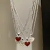 Collar con Colgante de Corazón Doble Cara de Plata de Ley S925 Dos Formas de Llevar Accesorios de Producto Nuevo Versátil Elegante Lujo Accesible Nicho para Mujer