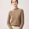 Estilo Novo Outono e Inverno 100% Caxemira Gola Alta Meio Tricô Feminino Minimalista Versátil Modelador Suéter Camada Base