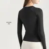 Ropa de Yoga Tejida sin Costuras, de Manga Larga, que Cubre el Vientre, Cuello Redondo, Ajustada, Tops de Alto Nivel para Correr y Fitness para el Fitness Femenino
