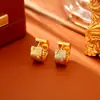 Brincos de Pressão Criativos com Textura, Banhados a Cobre com Ouro Real 24K, Brincos Minimalistas de Alta Moda para Mulheres, Brincos Geométricos Estilo Ins