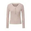 "White Dew" Camiseta Base de Lana 100% Falsa de Dos Piezas Cuello Redondo, Top Ajustado de Canalé, Prendas de Punto Versátiles con Cuello Henley