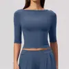 Top de Yoga Feminino Justo com Mangas Curtas e Comprimento Cropped - Elástico, Amigo da Pele, Valorizador, Camiseta Versátil para Camada Base Esportiva
