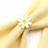 Novo Porta-Guardanapo Simples e Fresco de Margarida, Liga de Ouro com Design de Gotejamento de Óleo, Porta-Guardanapo para Decoração de Mesa de Hotel Restaurante