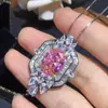 Novo Chinoiserie Spot Nova Cor Zircônio High-End Brilhante Terno Vermelho Chinês Diamante Rosa Diamante Amarelo Colar Anel Aberto Atacado