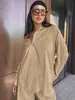 Conjunto de Camisa Minimalista con Cuello y Pantalón Casual de Pierna Ancha de Cintura Alta con Caída, Estilo Otoño/Invierno 2026, Conjunto de Dos Piezas