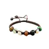 Pulseira tecida de pedra colorida de cristal natural moda coreana criativa colorida arco-íris feminina pulseira atacado transfronteiriço