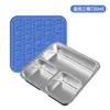 Modelo Privado Popular Transfronteiriço Louça Infantil Lancheira para Exterior Prato de Aço Inoxidável com Tampa de Silicone Prato com Vários Compartimentos