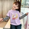 Nuevo conjunto de dos piezas de algodón puro, camiseta básica para primavera y otoño, ropa de otoño para bebé, camiseta elegante de manga larga para niñas
