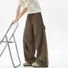 Pantalones Casuales de Retazos Plisados con Sensación de Hielo de Nuevo Estilo para Hombre, Pantalones de Trabajo Sueltos de Verano, Pantalones Rectos de Pierna Ancha de la Alta Calle Americana