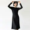 26 Outono Novo Slim-Fit Gola Redonda Casual Elegante Vestido Camiseta de Modal 32071