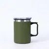 Vaso térmico transfronterizo de 14 oz con asa, gran capacidad, apto para uso en coche, termo para café, directo de fábrica, logo personalizado disponible bajo pedido