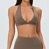 Sujetador deportivo cruzado con cuello halter para mujer con almohadillas extraíbles, top deportivo sexy para yoga, camiseta sin mangas, ropa de fitness para Pilates, lencería