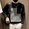 Suéter masculino de cor sólida com gola redonda, outono e inverno, quente, estilo coreano, moderno, casual, versátil, suéter para usar por baixo, suéter slim para jovens