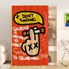 Cortina Grafite Cartoon à Prova de Poeira para Armários, Cortina para Cobrir Armário, Cortina Deslizante para Guarda-Roupa Aberto