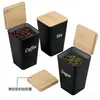 Lata de Hojalata Trapezoidal Transfronteriza con Tapa de Bambú, Caja de Lata Estándar para Té, Caja Creativa de Forma Irregular para Almacenamiento de Dulces y Granos de Café