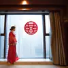 No Tejido Palabra Feliz Especial Boda Rojo Chinoiserie Redondo Decoración Habitación de Boda Sala de Estar Dormitorio Adhesivo de Pared Adhesivo Grande Palabra Feliz