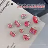 Adornos para uñas K9 rojo-rosado, sin base, de ángulo recto, multifacéticos, ultra brillantes, strass grandes hechos a mano con forma de huevo de paloma, bolitas de strass para uñas, accesorios decorativos