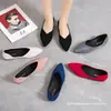 Zapatos Planos de Punta Aguda con Boca Baja de Tamaño Grande Estilo Coreano para Mujer, Nuevos Zapatos Planos de Terciopelo para Todas las Estaciones, Tienda Independiente