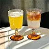 Copo de Chá de Frutas Listrado de Pé Alto Ins, Copo de Vidro Popular para Água com Gás, Suco, Bebidas Geladas, Copo de Mojito
