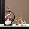 Nuevo Jarrón de Flores Zen Estilo Chino Decoración para Sala de Estar, Estante de Exhibición para Sala de Té Estilo Chino, Jarrón Cerámico Decorativo Vintage