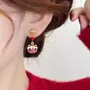 Pendientes de Clip de León Rojo para Mujeres Sin Perforaciones, Nuevo Estilo Popular 2025, Lujo de Alta Gama, Pendientes Únicos de Otoño e Invierno para Mujeres