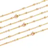 Pulsera de Cadena de Cuentas Pequeñas con Clip de Cruz de Acero Inoxidable Accesorios para Joyería Hecha a Mano DIY Collar Chapado al Vacío en Oro de 18K