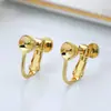 Clip de oreja de tornillo francés DIY accesorios para pendientes sin agujero al por mayor joyería de pasta de cabeza plana Clip de oreja de oro real de 18 quilates