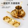 Vajilla de acero inoxidable de estilo coreano, decoración de mesa, hotel comercial, tienda de barbacoa, vajilla de apoyo, cuenco dorado, plato, taza, cuchara, plato, traje