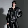Chaqueta de corte holgado con cuello alto, estilo biker ultracorta con diseño de cremallera, elegante chaqueta unisex de piel de oveja 2026