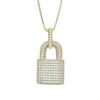 Joyería Hip-Hop Transfronteriza, Collar con Colgante Personalizado en Forma de Candado con Diamantes Completos, Collar de Cadena de Caja Punk para Mujer para Mezclar y Combinar, Moderno