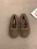 Sapatos Peludos Femininos para Uso Externo 2026 Tendência de Moda Novo Estilo Outono e Inverno Sola Macia Sapatos Femininos Mocassins Peludos Sapatos de Algodão