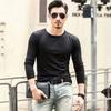 Pulôver de gola redonda de cor sólida, camiseta slim fit de manga comprida, camisa básica de tamanho grande para homens, roupas, camiseta juvenil, roupa íntima masculina, roupas de outono
