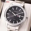 Comercio exterior transfronterizo fábrica de relojes marca Longbo venta directa moda impermeable correa de acero doble calendario tendencia relojes para hombre hombre