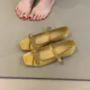 Zapatos de Ballet Aumentadores de Altura Internos Estilo Hada 2025 Nuevo Estilo Francés Lazo Suave y Elegante Punta Cuadrada Boca Baja Zapatos de Noche