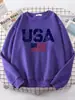 Letras Americanas Bandera Americana Estrellas y Rayas Sudadera con Capucha para Mujer Sudadera Oversize Urbana Personalidad Cálida