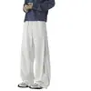 Pantalones deportivos grises pesados de corte inclinado, de marca moderna estilo americano/personalizado, para hombre y mujer, corte holgado, adelgazantes, de pierna recta, casual deportivo de alta calle para otoño