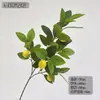 Limão amarelo artificial, galhos de frutas artificiais, folhas, plantas verdes, flores artificiais, acessórios de árvore para projetos, galhos e folhas de limão