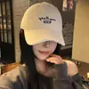 Gorra de Béisbol Lavada Estilo Coreano Color Sólido Bordado de Letras Desgastada para Mujer, Sombrero Simple Casual de Gama Alta para Primavera y Verano