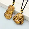 Colgante de Calavera de Ojo de Tigre Natural Pixiu para Hombres y Mujeres, Hebilla de Seguridad Buda Guanyin Colgante de Zorro Joyería
