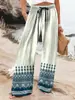 Pantalones Rectos de Cordones Casuales Estampado Digital Delgado Suelto para Vacaciones en la Playa del Sudeste Asiático Transfronterizo