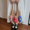 Bolsa de Punto de Verano para Mujer, Bolso de Hombro Tejido de Malla Hueca de Gran Capacidad, Bolso de Axila Estilo Vacacional Casual